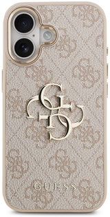 Guess PU Leather 4G Big Logo Gold Frame Case for iPhone 17 6.3" Pink - GUHCP17S4GMGCPI