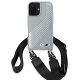 BMW M Series Carbon Stripe & Strap Case for iPhone 16 6.1" Grey - BMHCP16S23PSCCG