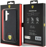 Ferrari Carbon Stitched Bottom Hard Case for Samsung Galaxy S24 6.2" Black- FEHCS24SN3PUK