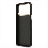 Guess PU Leather 4G Big Logo Gold Frame Case for iPhone 17 Pro Max 6.9" Black - GUHCP17X4GMGCGR