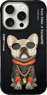 Nimmy Glasses Cool Dog Case for iPhone 16 Pro Max 6.9" Black - N-YJ-iP16-Pro-Max-01