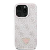 Guess Leather Metal Logo Strass Crossbody Case for iPhone 16 Pro 6.3" Pink - GUHCP16LP4TDSCPP