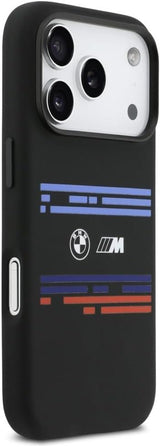 BMW M Series Silicone Horizontal Line Case with MagSafe for iPhone 17 Pro 6.3" Black - BMHMP17L25SHOTSK