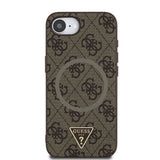 Guess PU 4G Strass Triangle Metal Logo Case for iPhone 16e Brown - GUHMPSE4P4TDPW