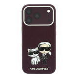 Karl Lagerfeld Smooth Karl & Choupette Bodies Sketch Case with MagSafe for iPhone 17/18 Pro Max 6.9" Burgundy - KLHMP18X6PWKCIDR