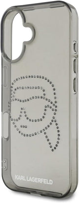 Karl Lagerfeld IML Rhinestones Karl Head Case for iPhone 16 6.1" Black - KLHCP16SHKHDCELK