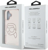 Karl Lagerfeld IML Rhinestones Karl Head Case for iPhone 16 6.1" Pink- KLHCP16SHKHDCELP