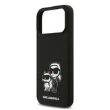 Karl Lagerfeld Liquid Silicone Karl and Choupette Sketch Case with MagSafe for iPhone 17 Pro Max 6.9" Black - KLHMP17XSKCGRGOK