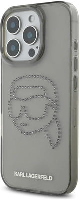 Karl Lagerfeld IML Rhinestones Karl Head Case for iPhone 16 Pro 6.3" Black - KLHCP16LHKHDCELK