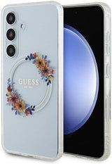 Guess IML Flowers Wreath Hard Case with MagSafe for Samsung Galaxy S24 6.2" Clear - GUHMS24SHFWFCT