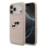 Karl Lagerfeld Liquid Silicone Karl and Choupette Head Case for iPhone 17 Pro Max 6.9" Pink - KLHMP17XSKCHPPLP