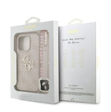 Guess PU 4G Metal Logo and Pearl Strap Case with MagSafe for iPhone 16 Pro 6.3" Pink - GUHCP16LP4GMGSP