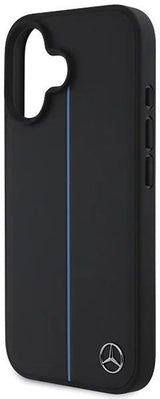 Mercedes MB Blue Line Leather Case with MagSafe for iPhone 16 6.1" Black - MEHMP16S23RURBK