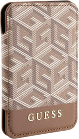 Guess Gcube Stripe Wallet Card Slot Stand Case with MagSafe Brown - GUWMSHGCFSEW