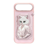 Nimmy White Cat Magnetic Combo Case with Detachable MagSafe Card Holder Stand for iPhone 17 Air 6.5" Pink - N-CXMC-KTZH-IP17-AIR-04