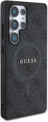 Guess Leather 4G Coloured Ring Classic Logo Case with MagSafe for Samsung Galaxy S25 Ultra 6.9" Black - GUHMS25LG4GFRK