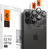 Spigen Optik Pro Glastr EZ Fit Camera Protector 2 Pack for iPhone 16 Pro 6.3" and Pro Max 6.9" Black - AGL05217