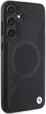 BMW Signature Leather Half Textured and Circle with MagSafe Hard Case for Samsung Galaxy S24 6.2" Black - BMHMS24S23RTPK