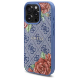 Guess 4G Flower Printed Hardcase with MagSafe for iPhone 16 Pro 6.3" Blue - GUHMP16LP4ROPEMCB