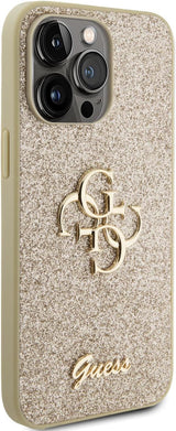 Guess Glitter Script Big 4G Case for iphone 15 Pro Max 6.7" Gold - GUHCP15XHG4SGD