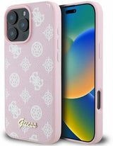 Guess Leather Saffiano Peony Classic Logo Hardcase with MagSafe for iphone 16 Pro Max 6.9" Pink - GUHMP16XPGPYSP
