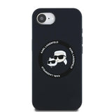 Karl Lagerfeld Liquid Silicone Karl and Choupette Head Case with MagSafe for iPhone 16e 6.1" Black - KLHMPSE4SKCHTCK