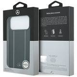 Mercedes Leather Star Pattern Stripes Case with MagSafe for iPhone 17 Pro Max 6.9" Black - MEHMP17X25RPSLKH