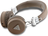 Guess Grained Classic Round Shape Bluetooth On Ear ENC Headphone Brown - GUBH70PGTSPSW