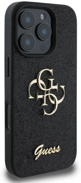 Guess PU Fixed Glitter 4G Metal Logo Case for iphone 16 Pro 6.3" Black - GUHCP16LHG4SGK