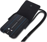 BMW M Series Blue Stripes Universal Phone Pouch with Strap and Cardslot Black - BMPSP15XMPVSKL
