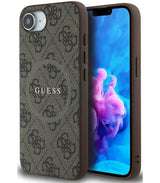 Guess PU Leather 4G Colored Ring Case with MagSafe for iPhone 16e 6.1" Brown - GUHMPSE4G4GFRW