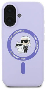 Karl Lagerfeld Liquid Silicone Karl & Choupette Case with MagSafe for iPhone 16 6.1" Purple - KLHMP16SSCMKCRHU