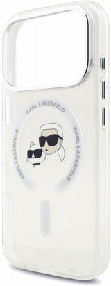 Karl Lagerfeld IML Karl & Choupette Head Metal Frame Case with MagSafe for iPhone 17/18 Pro 6.3" Clear - KLHMP18LHLSKCH