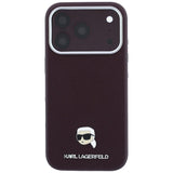 Karl Lagerfeld Grained Karl Head Metal Logo Case with MagSafe for iPhone 17/18 Pro 6.3" Burgundy - KLHMP18L6PSKHLR