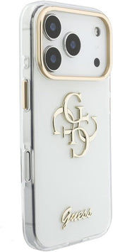 Guess IML 4G Script Metal Logo Case for iPhone 17/18 Pro Max 6.9" White - GUHCP18X5HC4MLSH