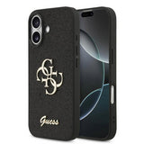 Guess PU Fixed Glitter Big 4G Metal Logo Case for iPhone 17 6.3" Black - GUHCP17SHG4SGK
