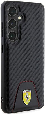 Ferrari Carbon Stitched Bottom Hard Case for Samsung Galaxy S24 6.2" Black- FEHCS24SN3PUK