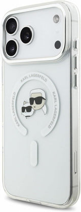Karl Lagerfeld IML Karl & Choupette Head Metal Frame Case with MagSafe for iPhone 17/18 Pro Max 6.9" Clear - KLHMP18XHLSKCH