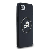 Karl Lagerfeld Liquid Silicone Karl and Choupette Head Case with MagSafe for iPhone 16e 6.1" Black - KLHMPSE4SKCHTCK