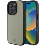 Mercedes MB Textured and Plain Leather Case with MagSafe for iPhone 16 Pro Max 6.9" Beige - MEHMP16X23RBARE