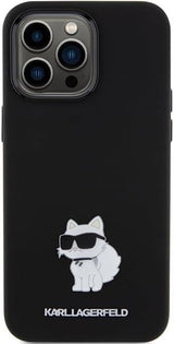Karl Lagerfeld Choupette Metal Pin Silicone Cover for iphone 15 Pro 6.1" Black - KLHCP15LSMHCNPK