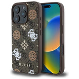 Guess 4G PU Peony Background Case with MagSafe for iPhone 16 Pro Max 6.9" Brown - GUHMP16XP4PWPW