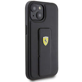 Ferrari Hard Case Grip Stand with Metal Logo for iphone 15 6.1" Black - FEHCP15SGSPSIK