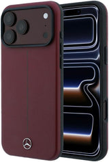 Mercedes Leather Semi Wrap Iconic Line Case with MagSafe for iPhone 17/18 Pro Max 6.9" Burgundy - MEHMP18X25PFWSTR