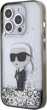 Karl Lagerfeld Liquid Glitter Ikonik Hardcase for iphone 15 Pro 6.1" Transparent - KLHCP15LLKKNSK