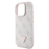 Guess Leather Metal Logo Strass Crossbody Case for iPhone 16 Pro 6.3" Pink - GUHCP16LP4TDSCPP