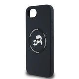 Karl Lagerfeld Liquid Silicone Karl and Choupette Head Case with MagSafe for iPhone 16e 6.1" Black - KLHMPSE4SKCHTCK