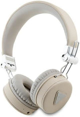Guess Grained Classic Round Shape Bluetooth On Ear ENC Headphone Beige - GUBH70PGTSPSE
