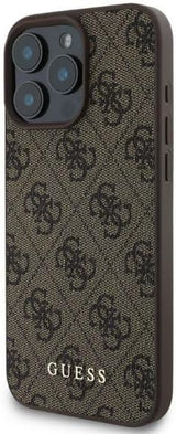 Guess Leather 4G Classic Logo Hardcase with MagSafe for iphone 16 Pro 6.3" Brown - GUHCP16LG4GFBR