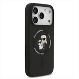 Karl Lagerfeld Liquid Silicone Karl and Choupette with MagSafe Case for iPhone 17 Pro 6.3" Black - KLHMP17LSCMKCRHK